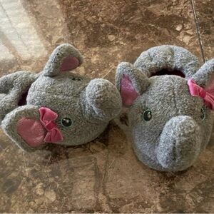 Stride Rite Gray Elephant Plush Slippers for Kids
